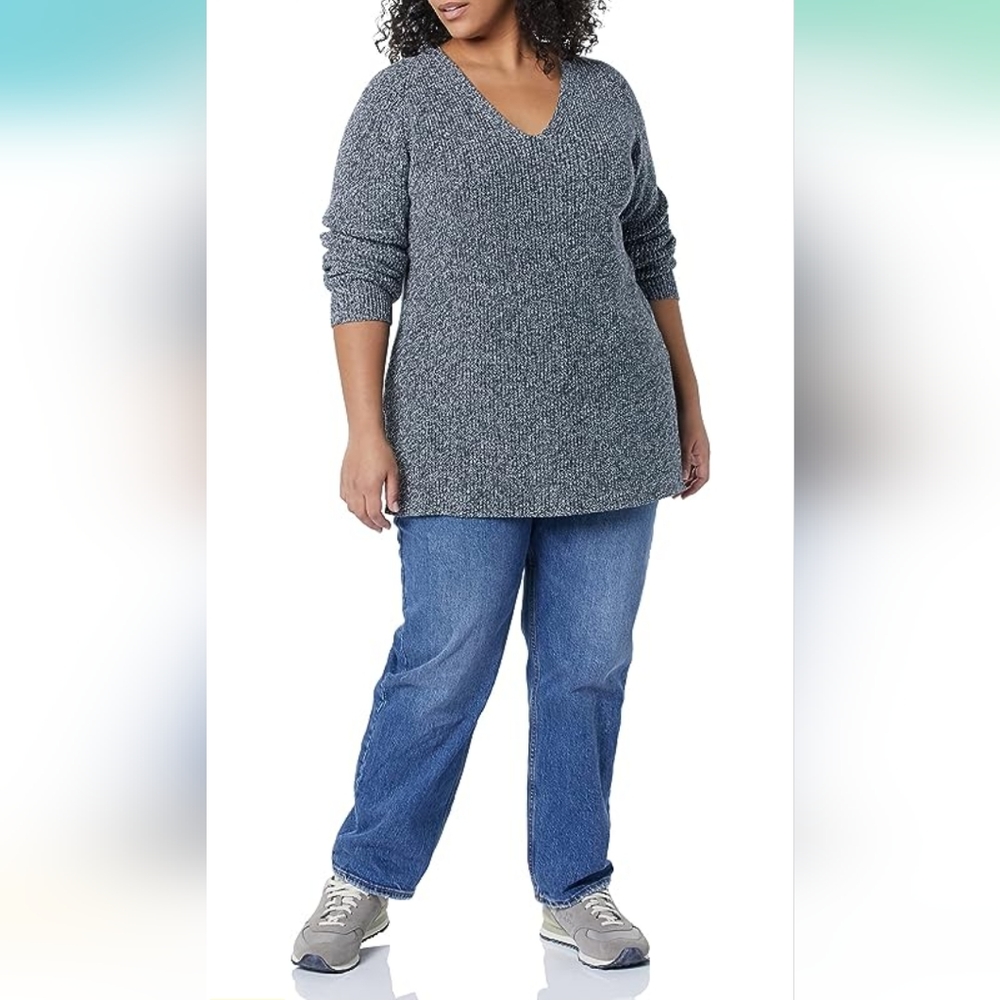 Women's Cotton Shaker Stitch Deep V-Neck Sweater